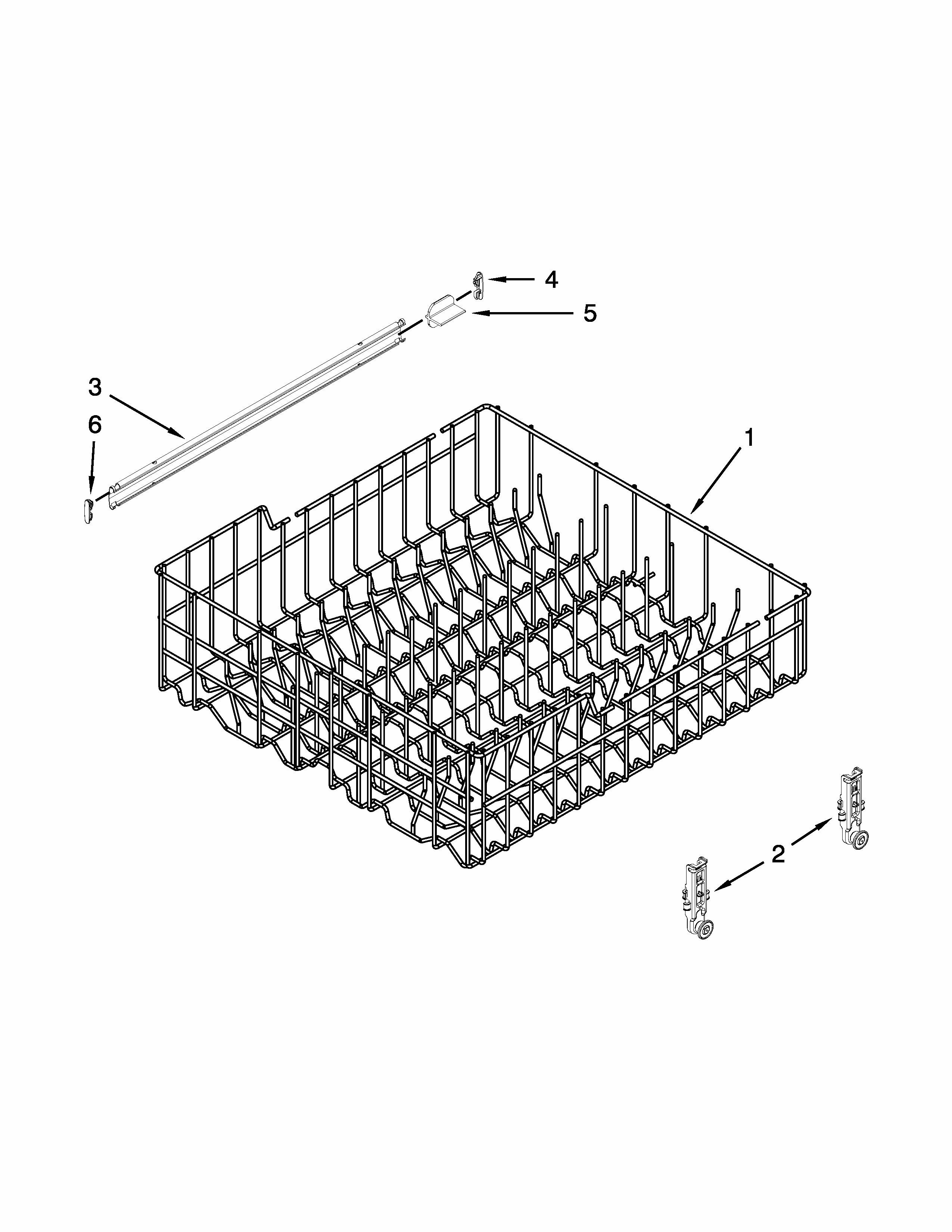 Upper Rack And Track Parts Diagram and Parts List for IUD7070DS2  Whirlpool Dishwasher