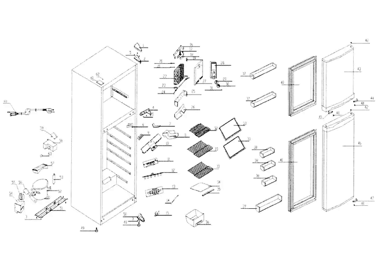 Cabinet Parts Diagram and Parts List for 46160102010  Kenmore Refrigerator
