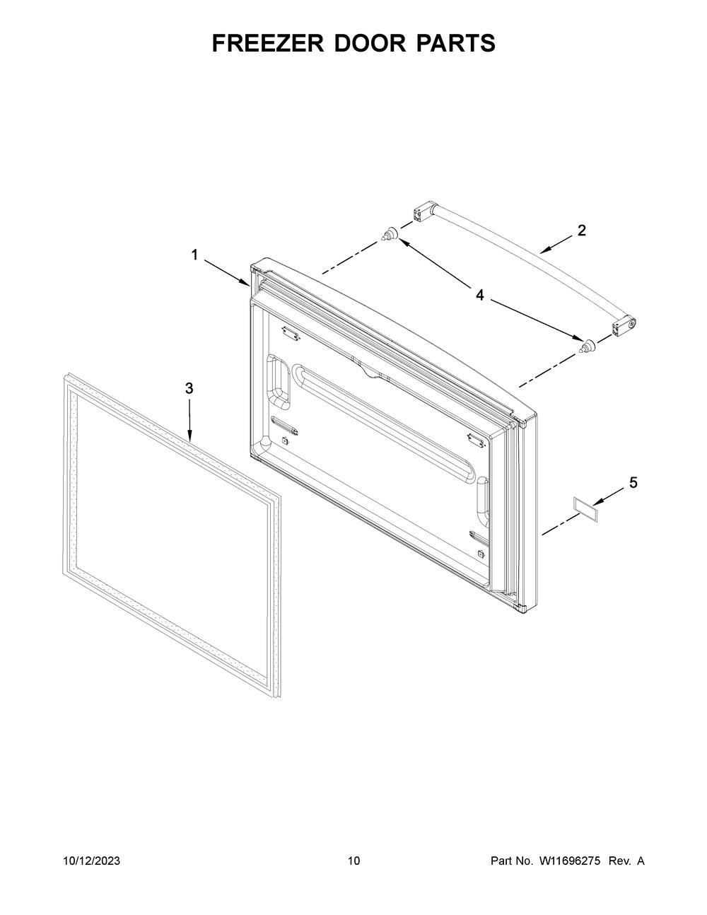 Freezer Door Parts Diagram and Parts List for KRFC302EBS08  KitchenAid Refrigerator