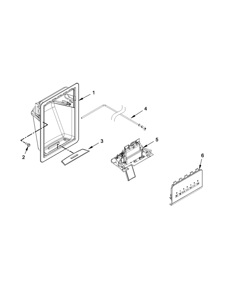 Dispenser Parts Diagram and Parts List for 7WRS22FDBW00  Whirlpool Refrigerator