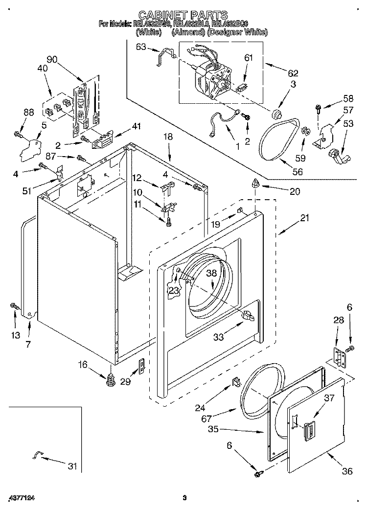 SECTION Diagram and Parts List for REL4632BW0  Roper Dryer