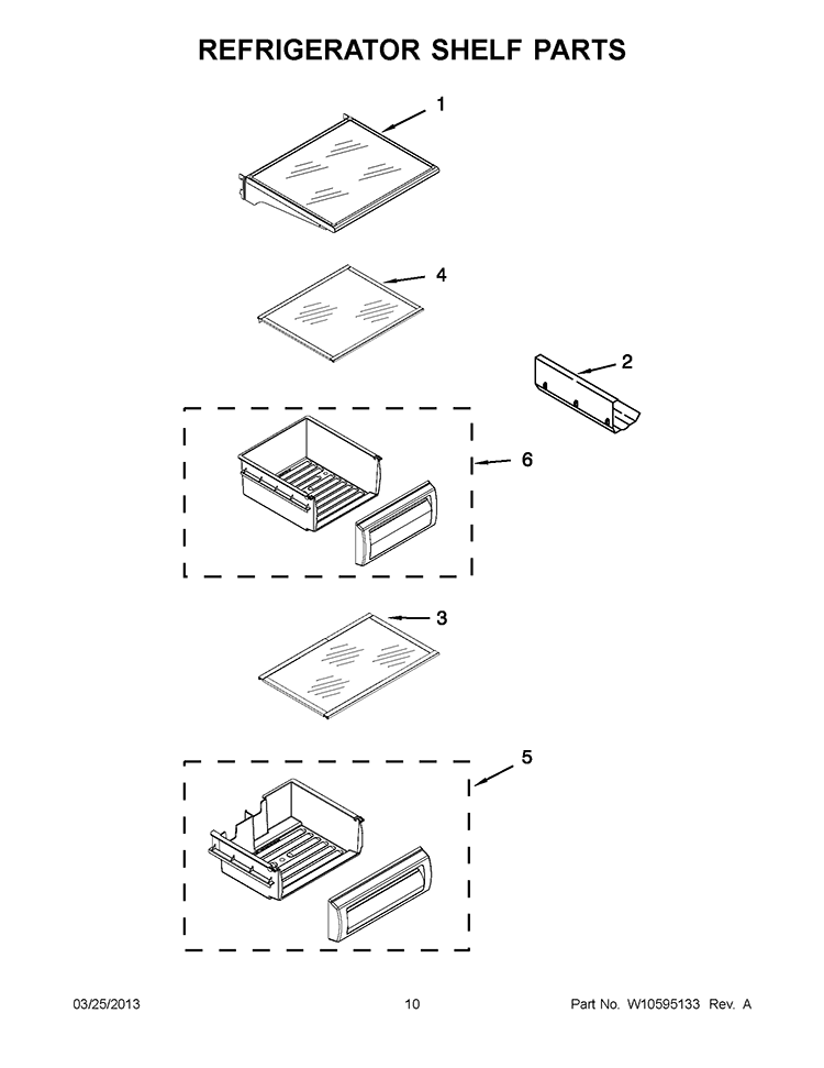 REFRIGERATOR SHELF PARTS Diagram and Parts List for KSSC42FTS17  KitchenAid Refrigerator