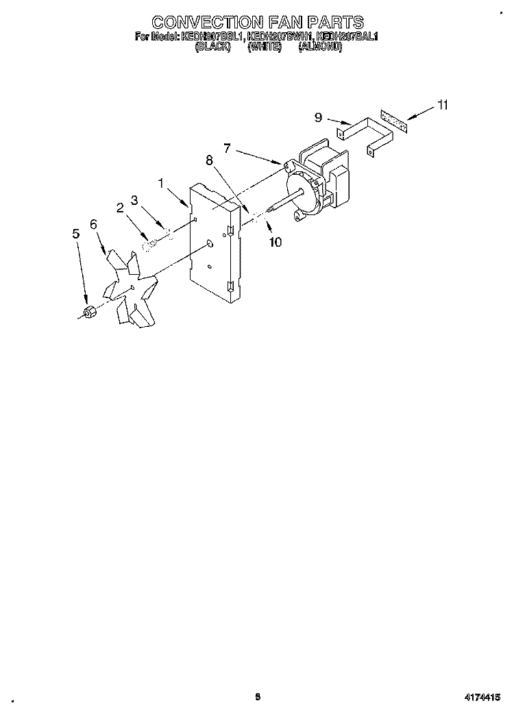 CONVECTION FAN Diagram and Parts List for KEDH207BAL1  KitchenAid Range