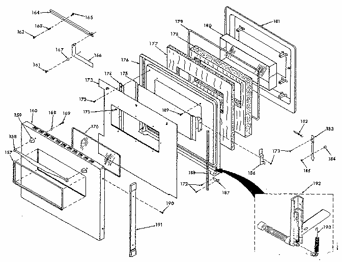 Upper Oven Door Diagram and Parts List for 8504277340  Kenmore Range