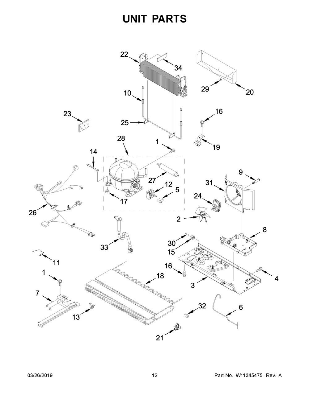 Unit Parts Diagram and Parts List for WRF532SMHV01  Whirlpool Refrigerator