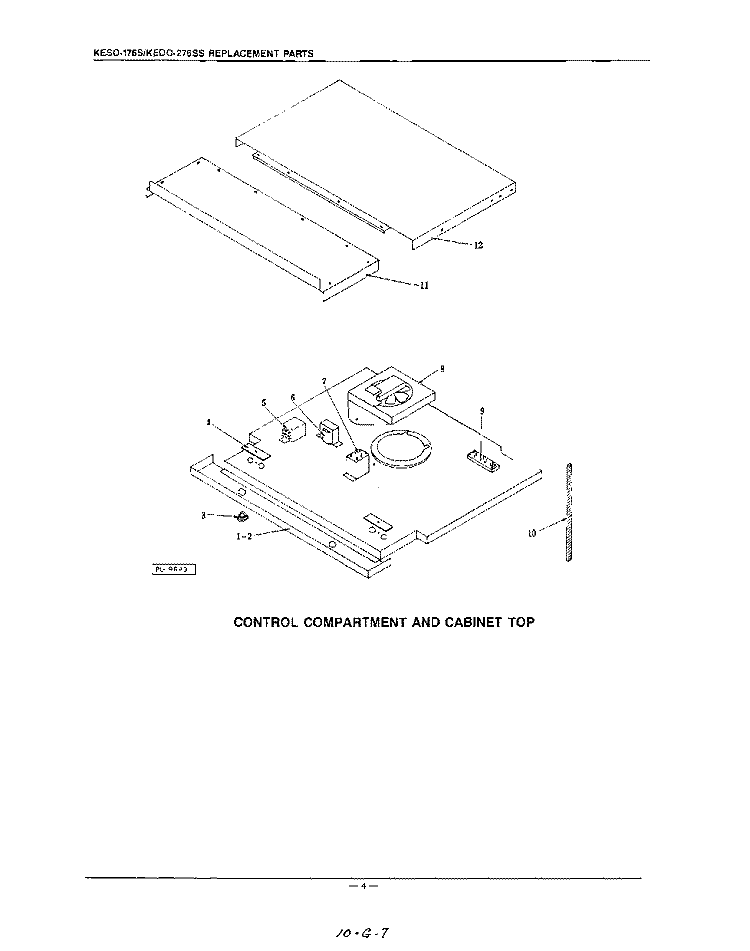 CONTROL COMPARTMENT AND CABINET TOP Diagram and Parts List for KESO176S  KitchenAid Wall Oven
