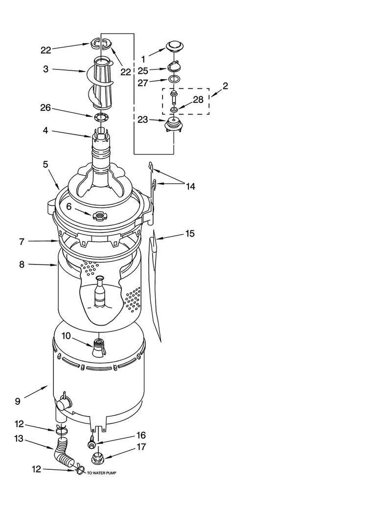 Tub And Basket Parts Diagram and Parts List for 1101820296  Kenmore Washer Dryer Combo