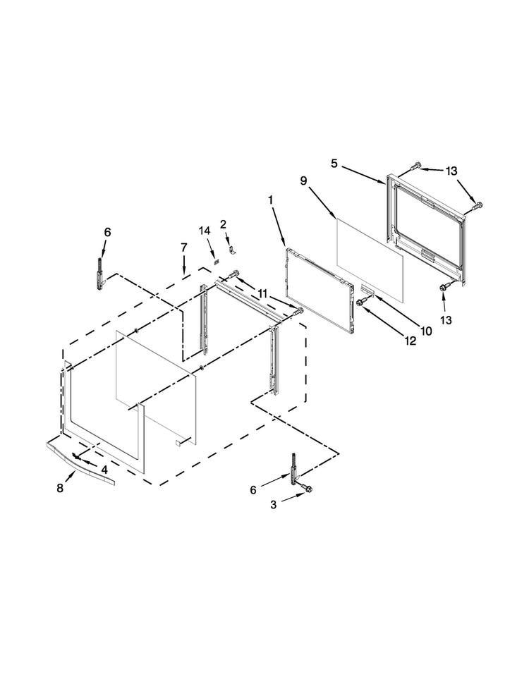Lower Oven Door Parts Diagram and Parts List for WOD51EC7AW04  Whirlpool Wall Oven