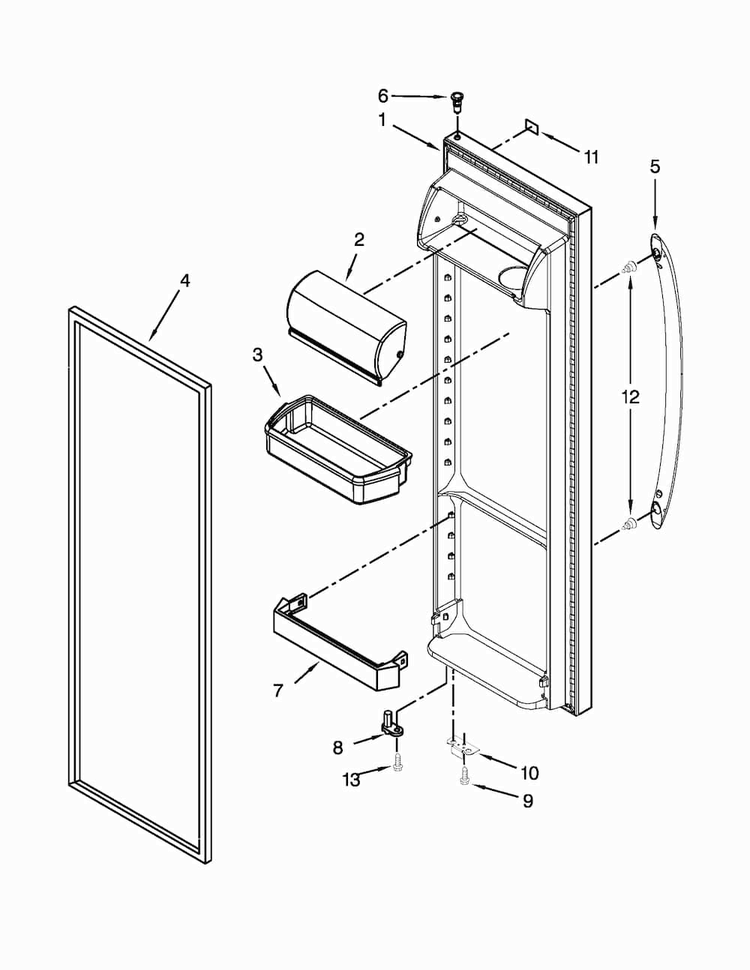 Refrigerator Door Parts Diagram and Parts List for 10650023211  Kenmore Refrigerator