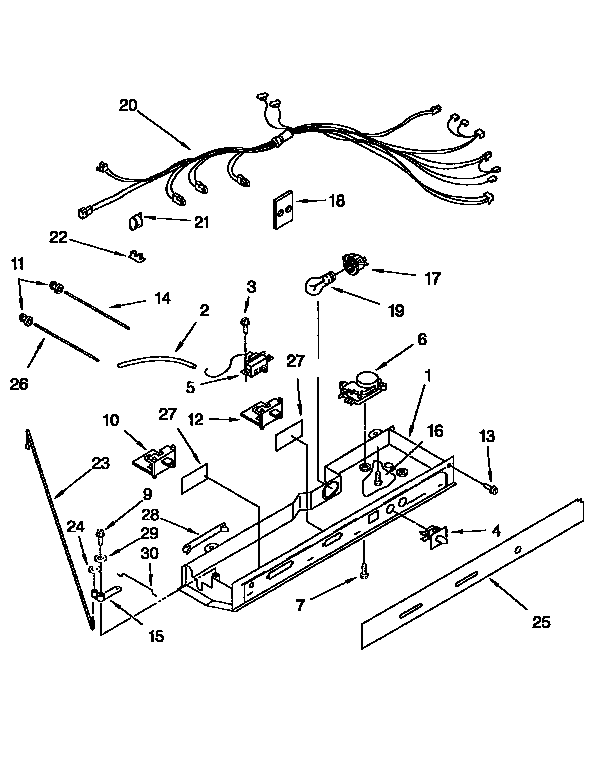 Control Diagram and Parts List for KSRP27QBL00  KitchenAid Refrigerator