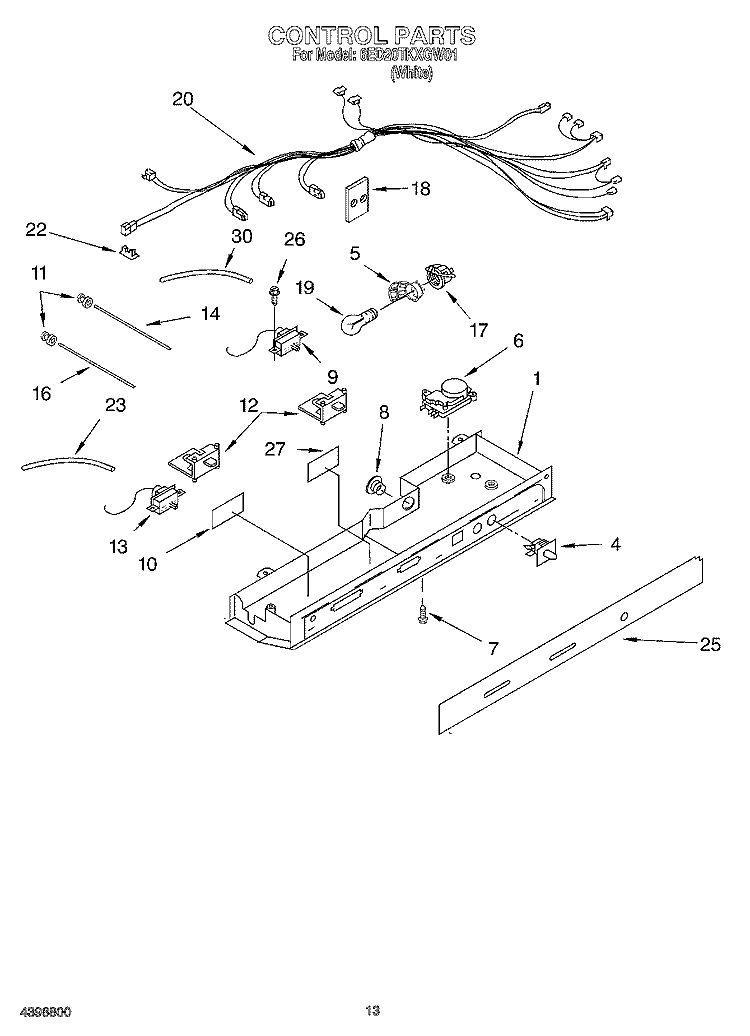 CONTROL, OPTIONAL Diagram and Parts List for 6ED20TKXGW01  Whirlpool Refrigerator