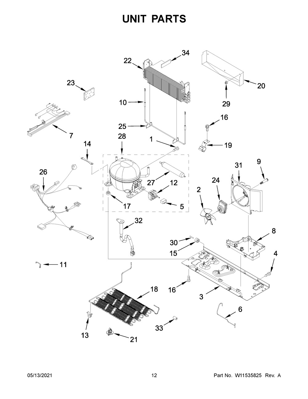 Unit Parts Diagram and Parts List for KRBL102ESS03  Whirlpool Refrigerator