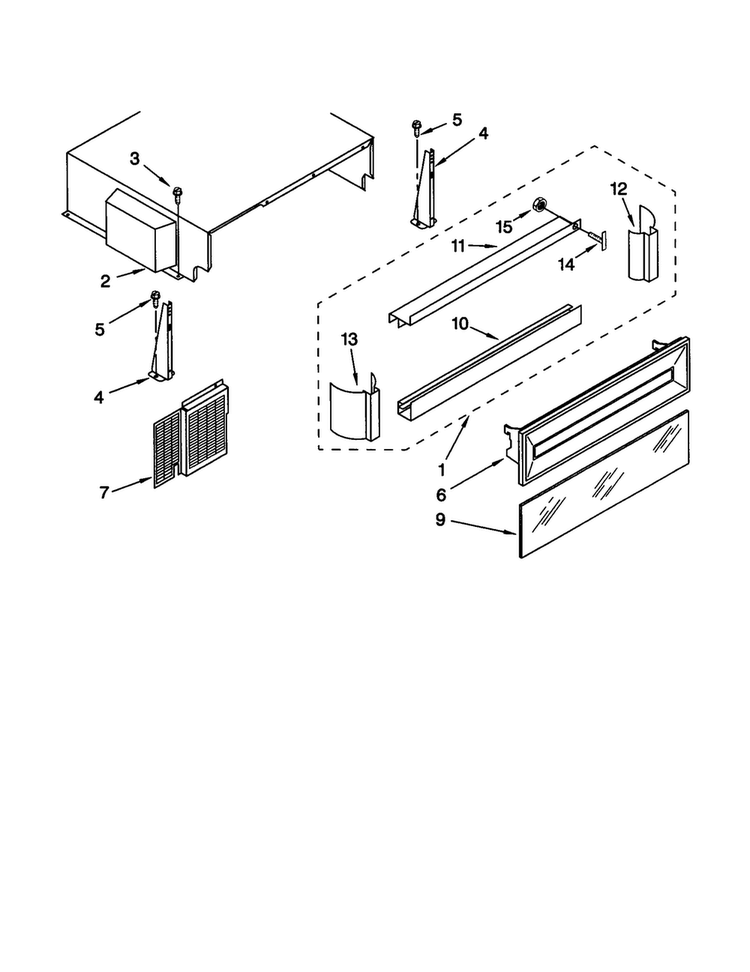 Top Grille And Unit Cover Diagram and Parts List for KSSP36QGT00  KitchenAid Refrigerator