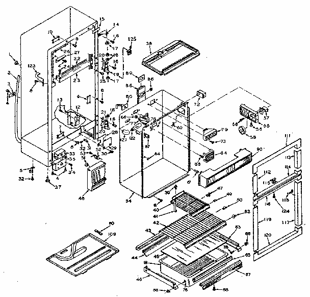 Refrigerator Cabinet Parts Diagram and Parts List for 106T14ESL1  Kenmore Refrigerator