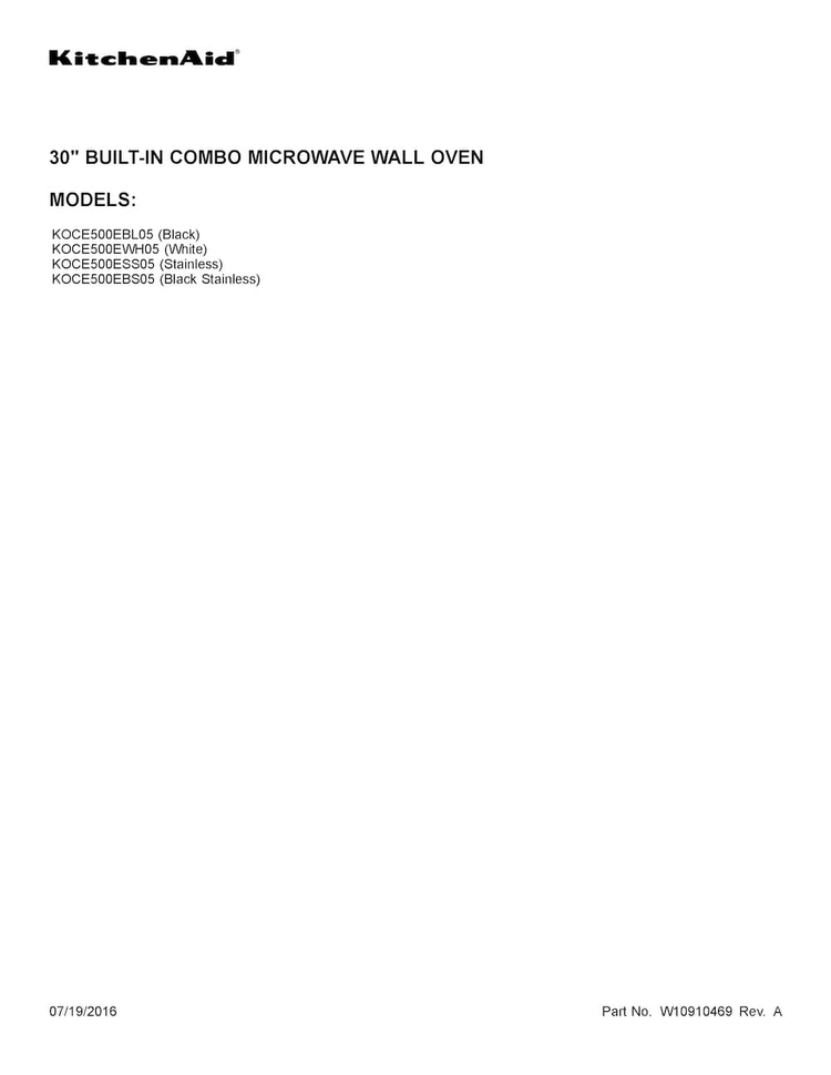 Cover Sheet Diagram and Parts List for KOCE500ESS05  KitchenAid Microwave
