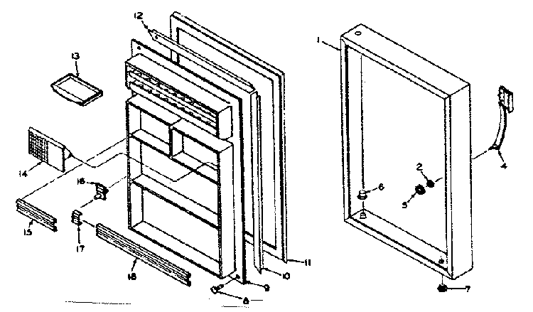 Door Parts Diagram and Parts List for 106W11A1  Kenmore Refrigerator