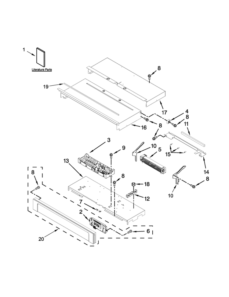 Control Panel Parts Diagram and Parts List for WOD51EC0AB03  Whirlpool Wall Oven