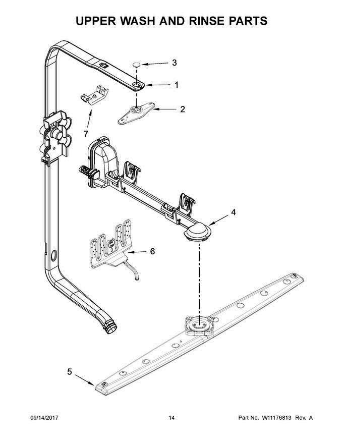 08 - Upper Wash And Rinse Parts Diagram and Parts List for KDTE554CSS4  KitchenAid Dishwasher