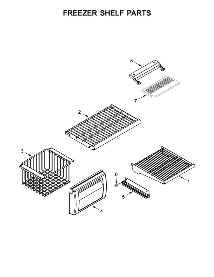 Freezer Shelf Parts Diagram and Parts List for KBSD602ESS01  KitchenAid Refrigerator