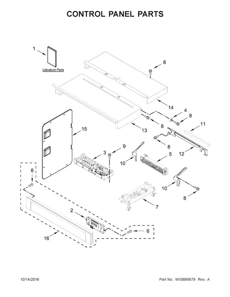 Control Panel Parts Diagram and Parts List for WOC95EC0AB04  Whirlpool Microwave