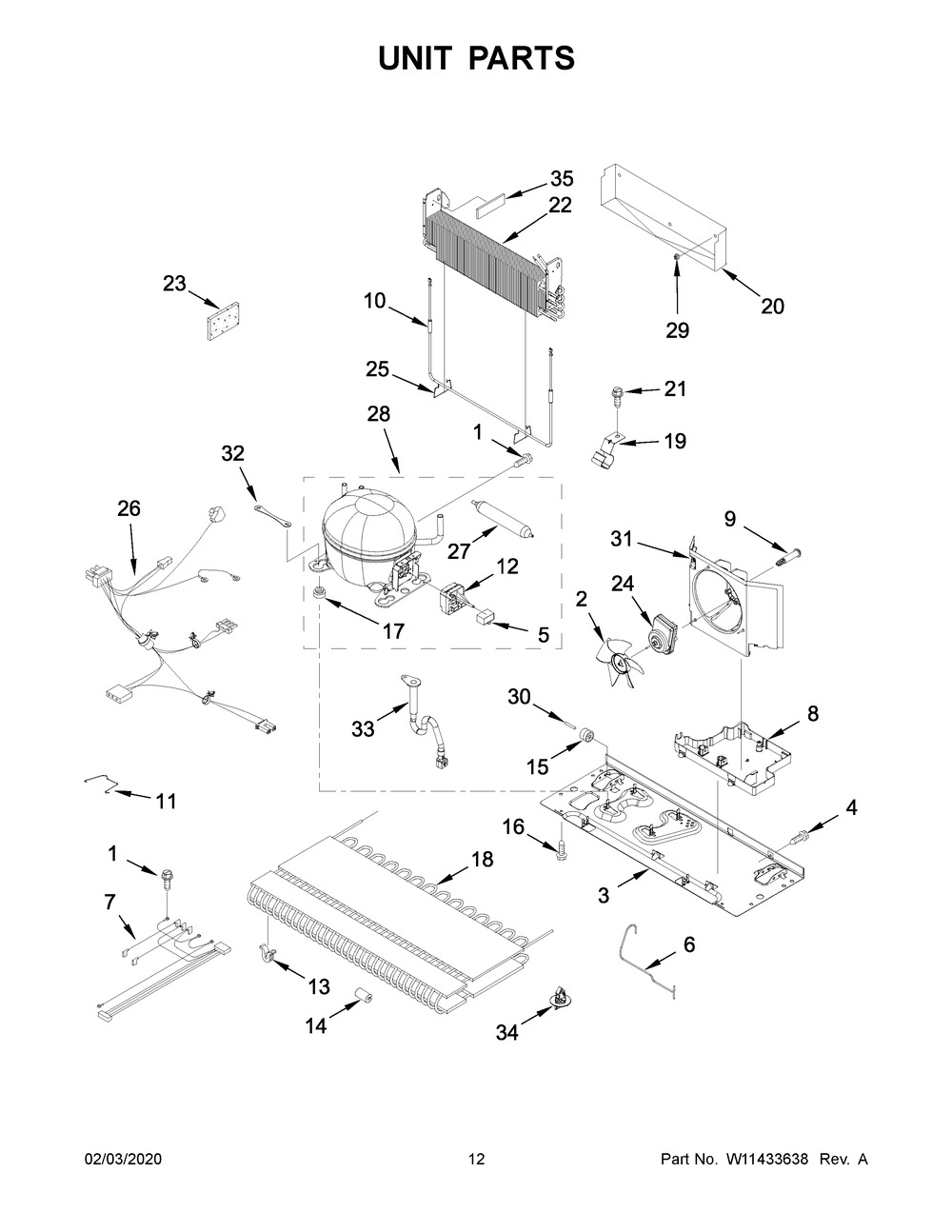Unit Parts Diagram and Parts List for WRF540CWHZ03  Whirlpool Refrigerator
