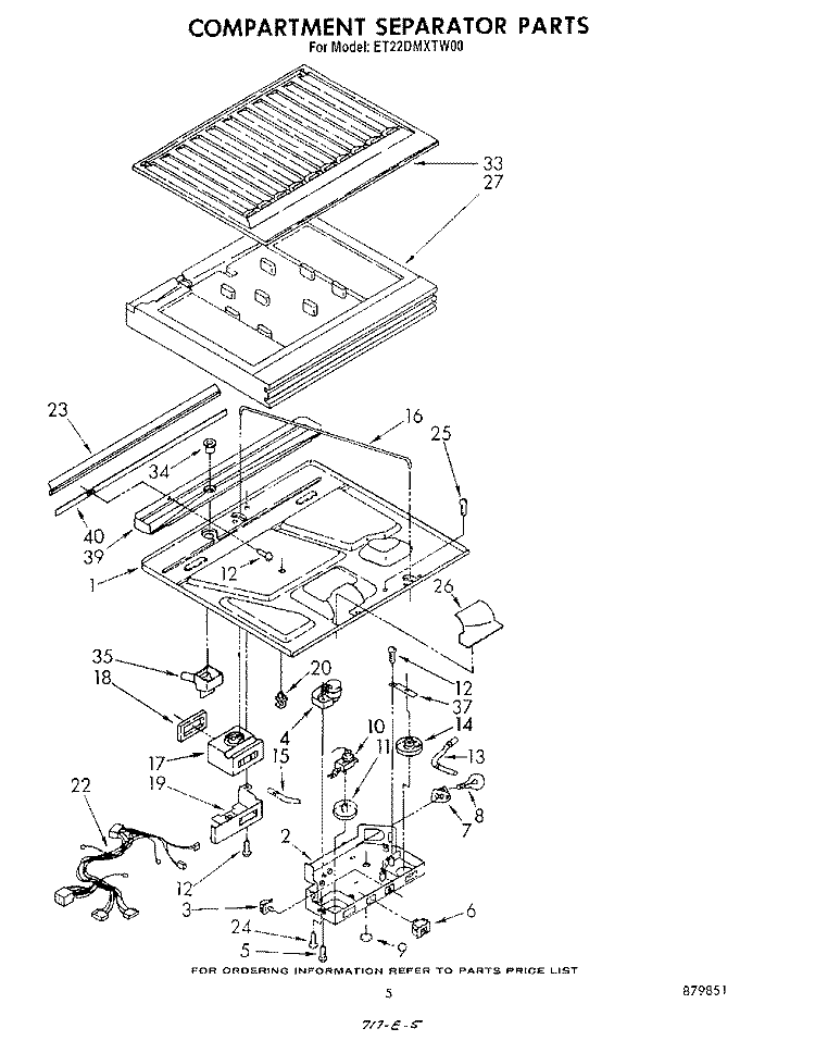 COMPARTMENT SEPARATOR Diagram and Parts List for ET22DMXTF00  Whirlpool Refrigerator