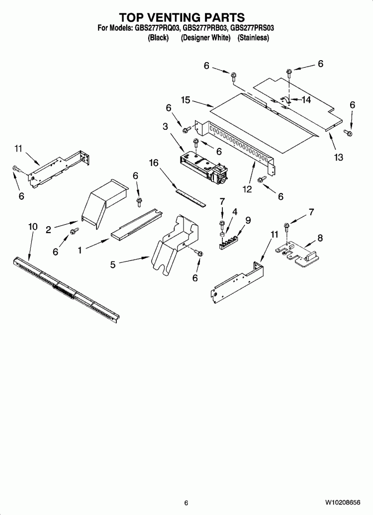 TOP VENTING PARTS, OPTIONAL PARTS Diagram and Parts List for GBS277PRQ03  Whirlpool Wall Oven