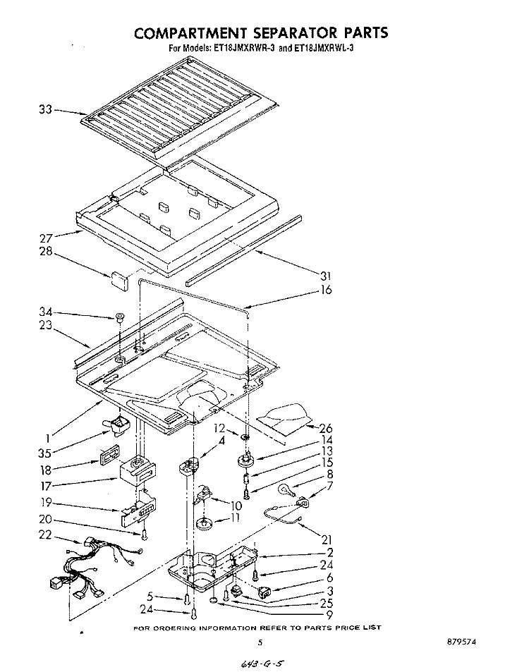 COMPARTMENT SEPARATOR Diagram and Parts List for ET18JMXRWR3  Whirlpool Refrigerator