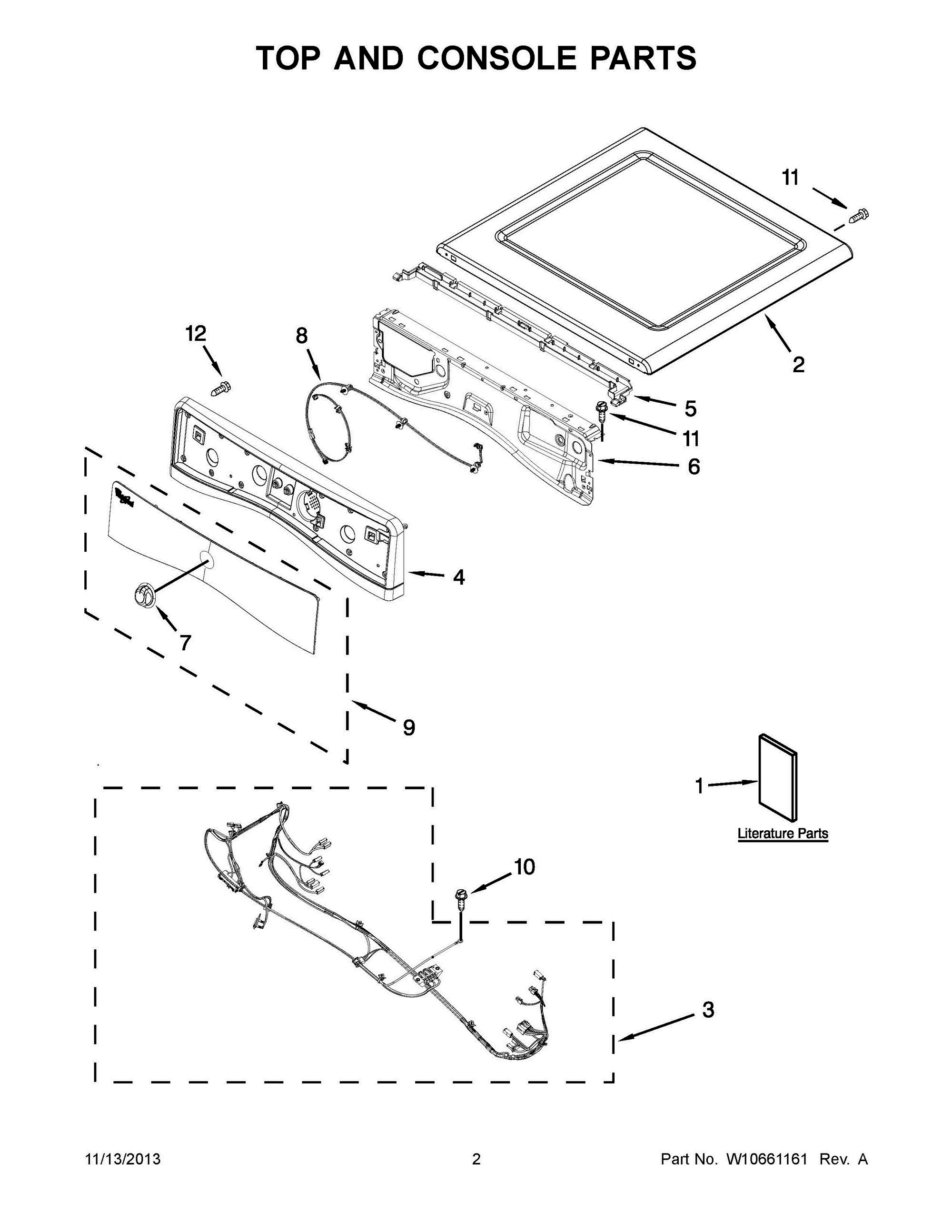 02 - TOP AND CONSOLE PARTS Diagram and Parts List for YWED96HEAC1  Whirlpool Dryer