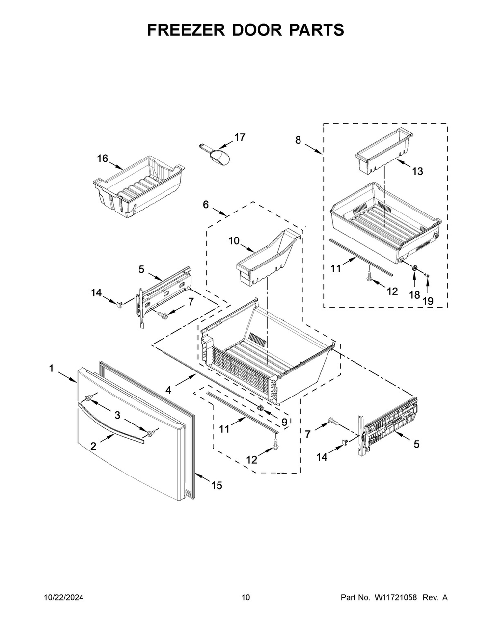 06 - Freezer Door Parts Diagram and Parts List for WRF767SDHZ05  Whirlpool Refrigerator