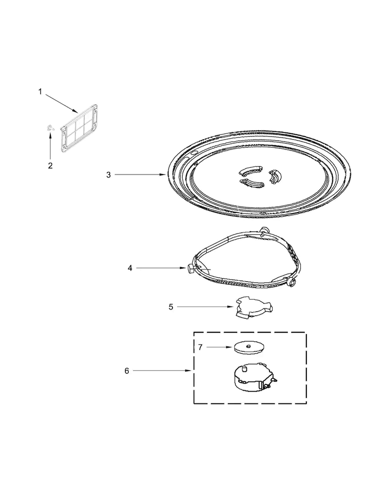 Turntable Parts Diagram and Parts List for WMH31017AS4  Whirlpool Microwave