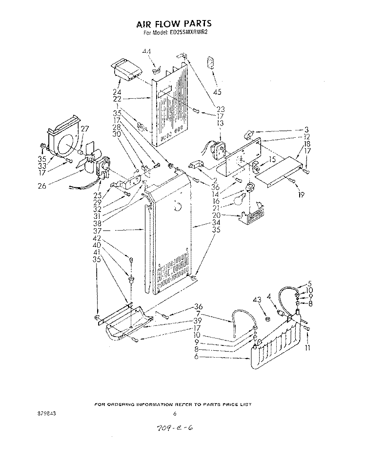 AIRFLOW Diagram and Parts List for ED25SMXRWR2  Whirlpool Refrigerator