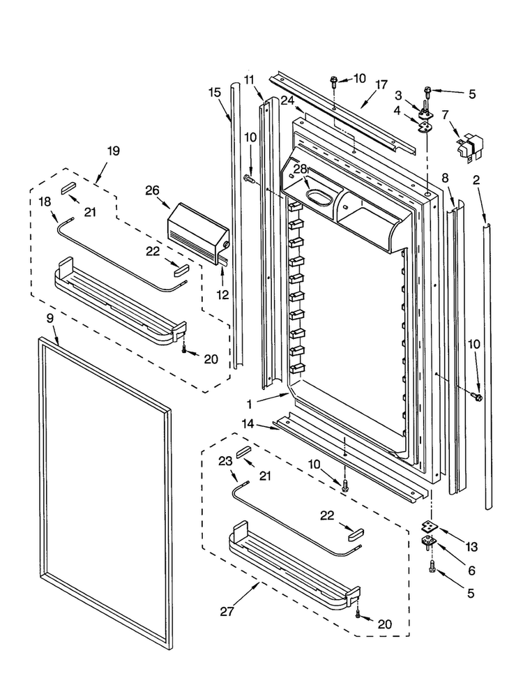 Refrigerator Door Diagram and Parts List for KBLP36FKS01  KitchenAid Refrigerator