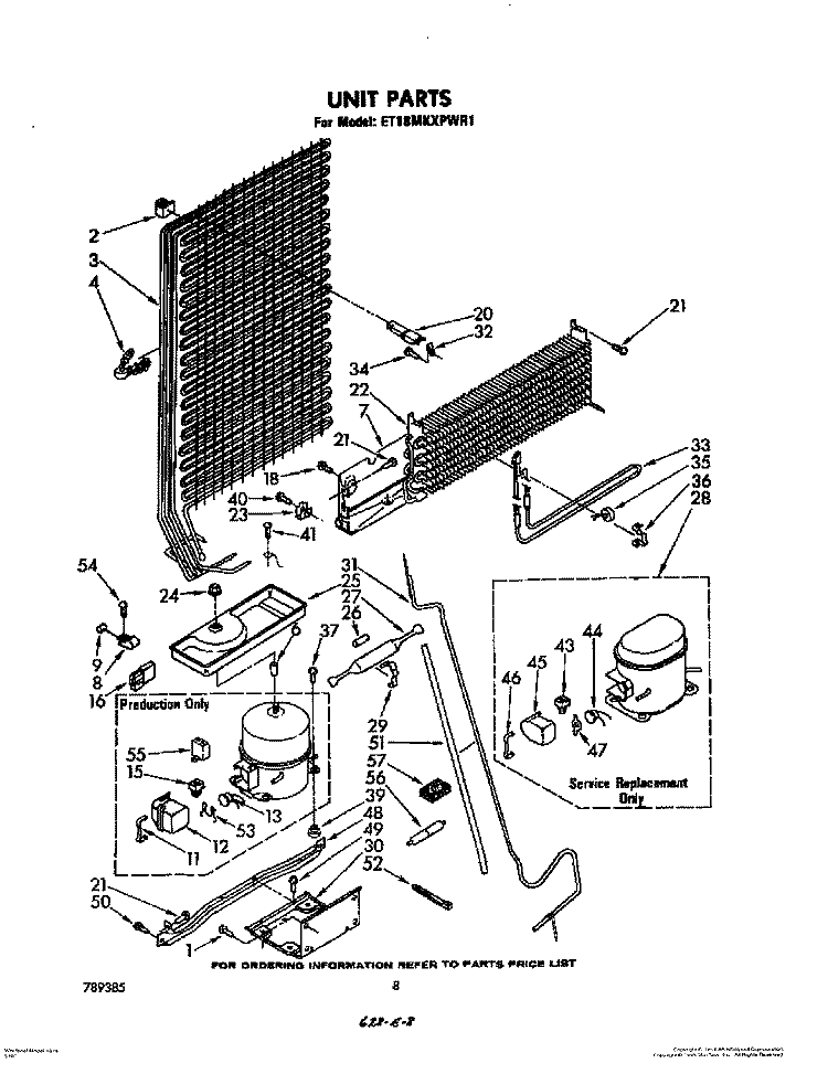 UNIT Diagram and Parts List for ET18MKXPWR1  Whirlpool Refrigerator