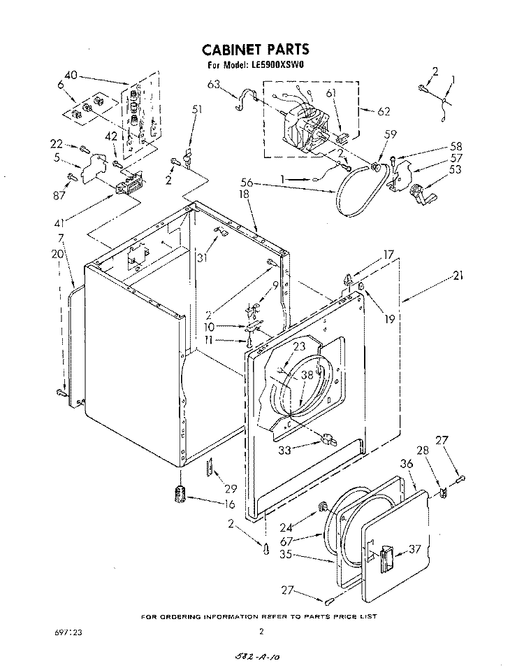 SECTION Diagram and Parts List for LE5900XSW0  Whirlpool Dryer