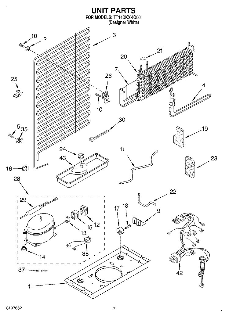 UNIT Diagram and Parts List for TT14DKXKQ00  Estate Refrigerator
