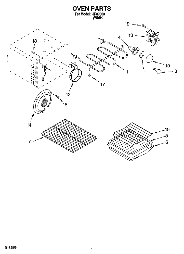 OVEN PARTS Diagram and Parts List for IJP89800  Inglis Range