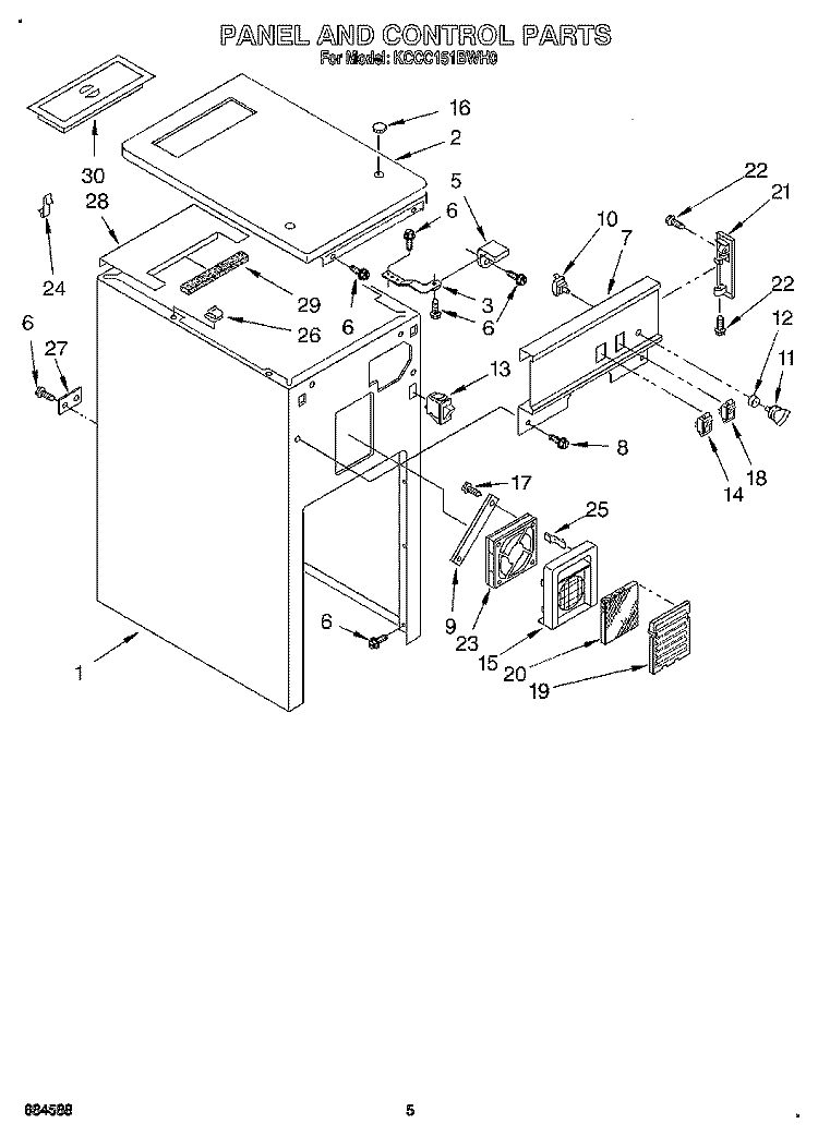 PANEL AND CONTROL Diagram and Parts List for KCCC151BWH0  KitchenAid Trash Compactor