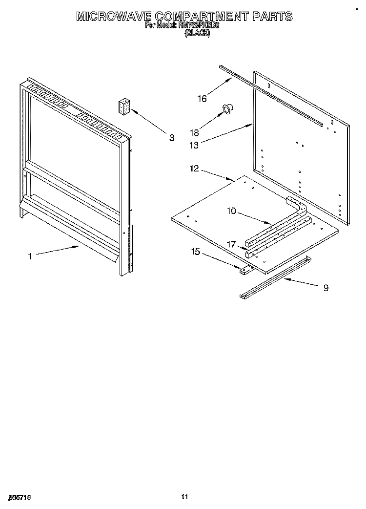 MICROWAVE COMPARTMENT Diagram and Parts List for RM765PXBB2  Whirlpool Wall Oven
