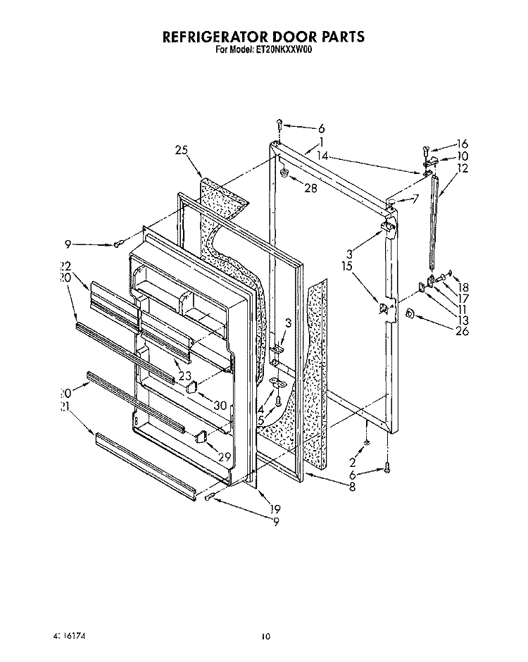 REFRIGERATOR DOOR, LIT/OPTIONAL Diagram and Parts List for ET20NKXXW00  Whirlpool Refrigerator