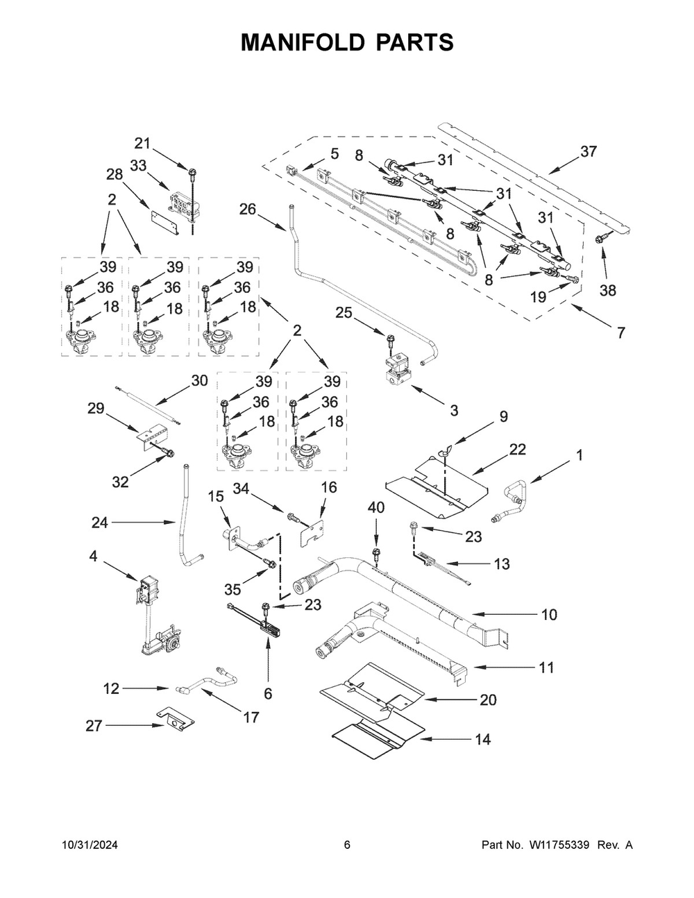 04 - Manifold Parts Diagram and Parts List for KFGD500ESS12  Whirlpool Range