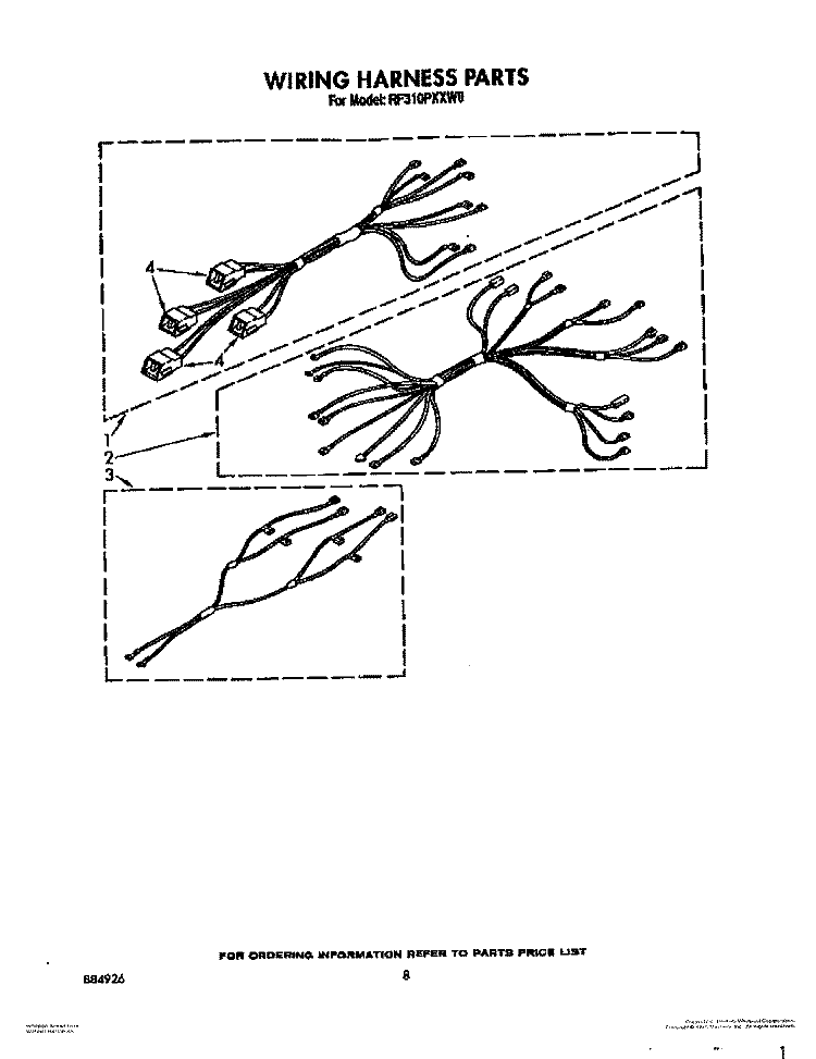 WIRING HARNESS, LIT/OPTIONAL Diagram and Parts List for RF310PXXW0  Whirlpool Range