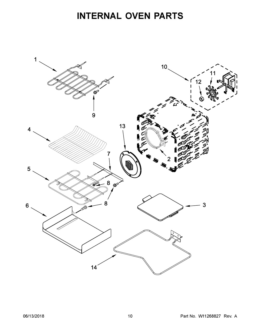 Internal Oven Parts Diagram and Parts List for KODC304EBL01  Whirlpool Wall Oven