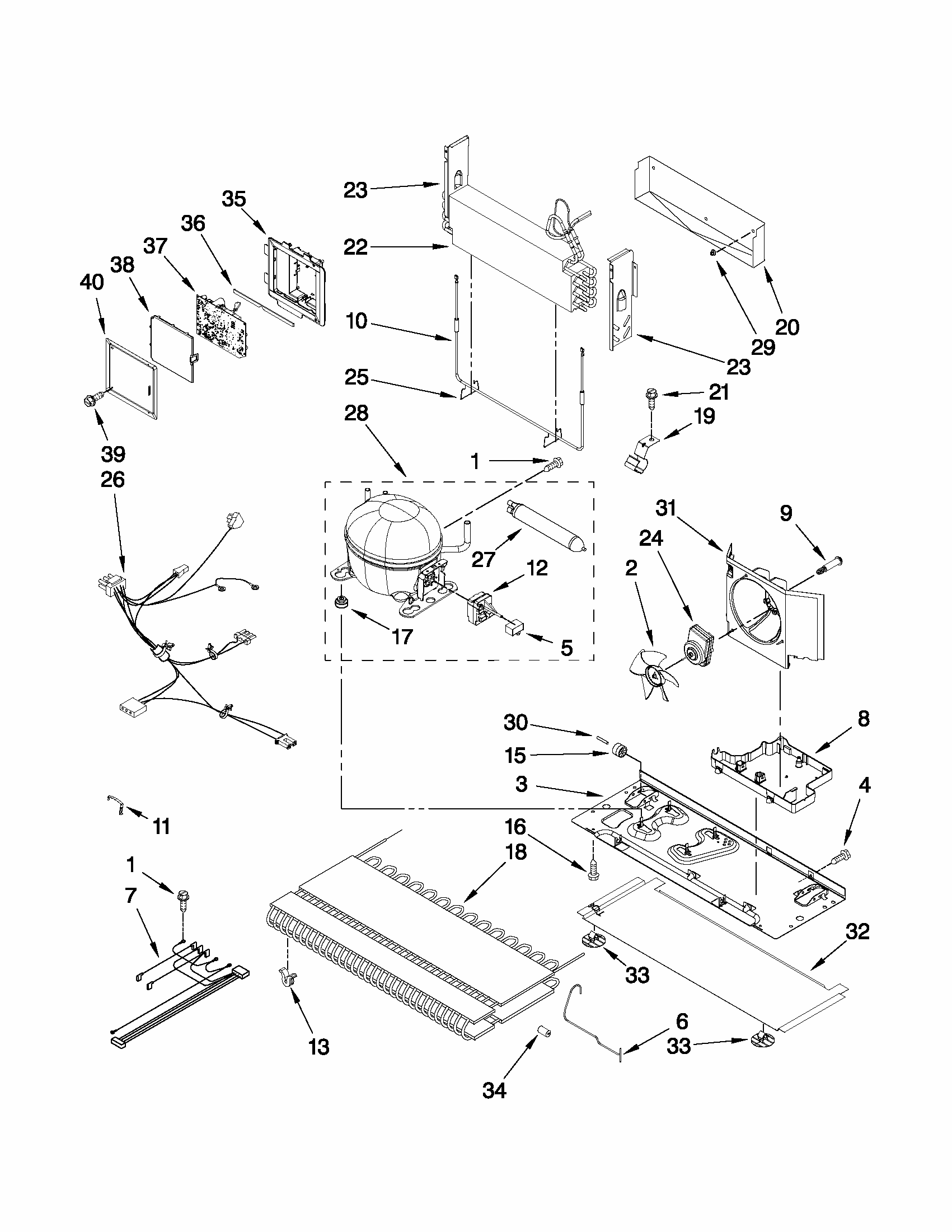 Unit Parts Diagram and Parts List for 59679533014  Kenmore Refrigerator