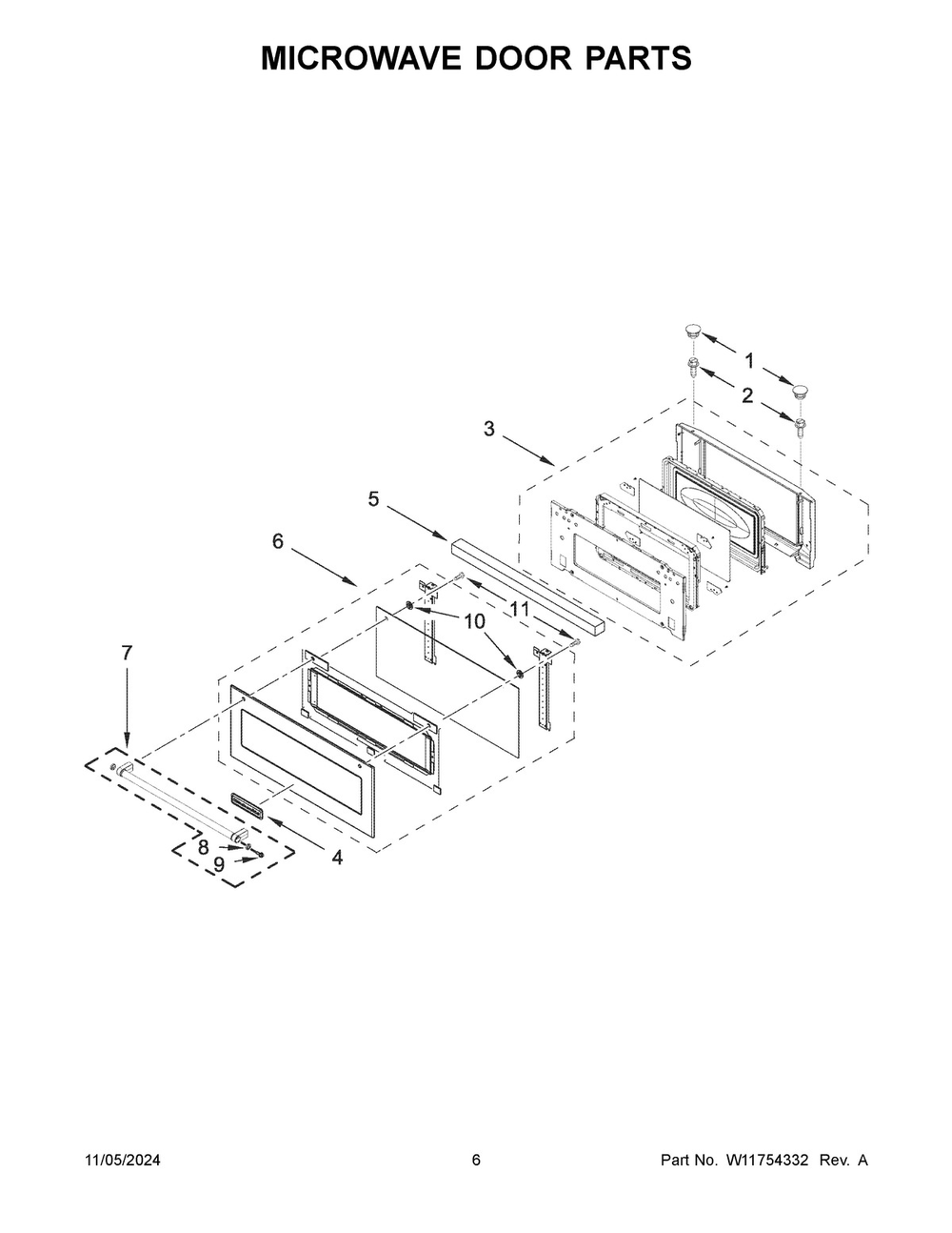 04 - Microwave Door Parts Diagram and Parts List for KMBP107ESS21  Whirlpool Microwave