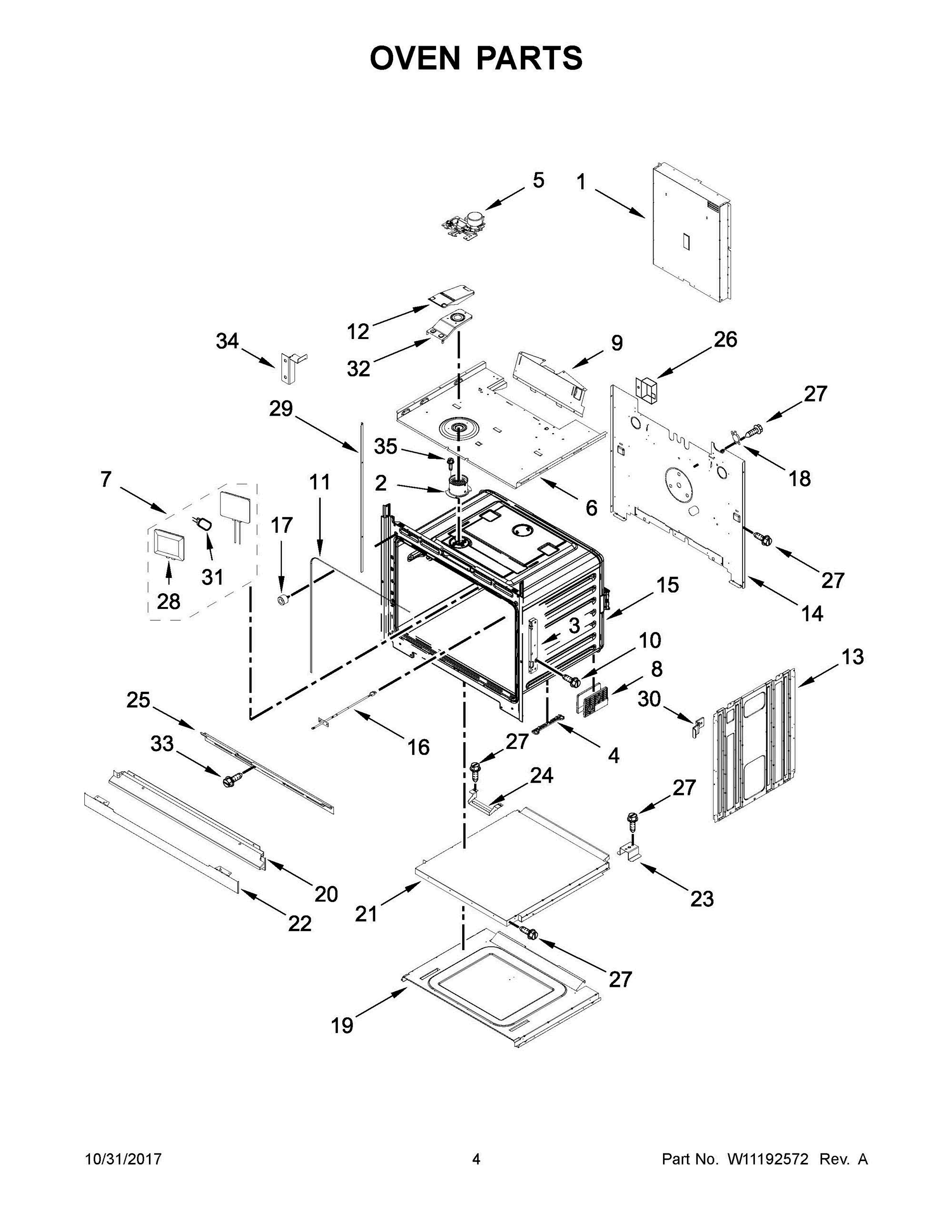 03 - OVEN PARTS Diagram and Parts List for KOST100ESS02  Whirlpool Wall Oven
