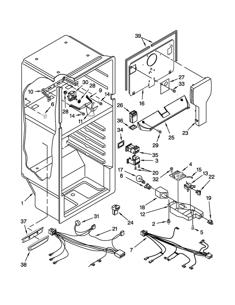 Liner Parts Diagram and Parts List for W8RXCGFXQ04  Whirlpool Refrigerator