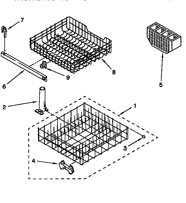 Dishrack Diagram and Parts List for DU180DWGQ0  Whirlpool Dishwasher