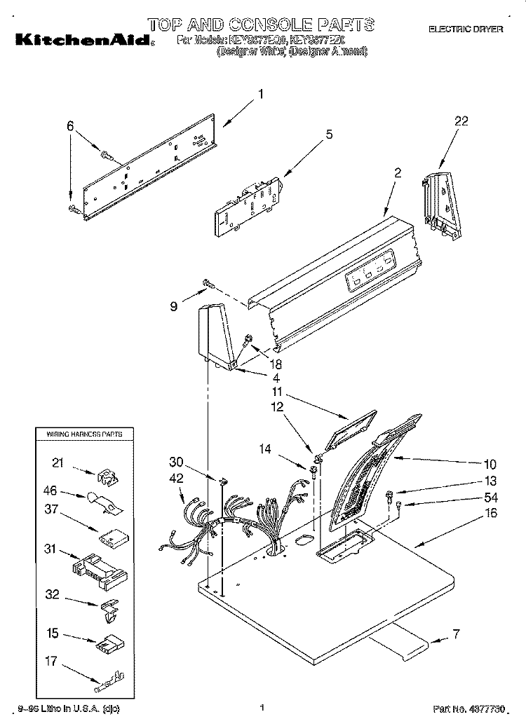 SECTION Diagram and Parts List for KEYS977EZ0  KitchenAid Dryer