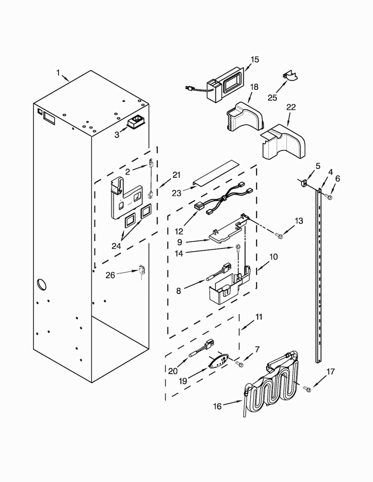 Refrigerator Liner Parts Diagram and Parts List for KBSD608EBS00  KitchenAid Refrigerator